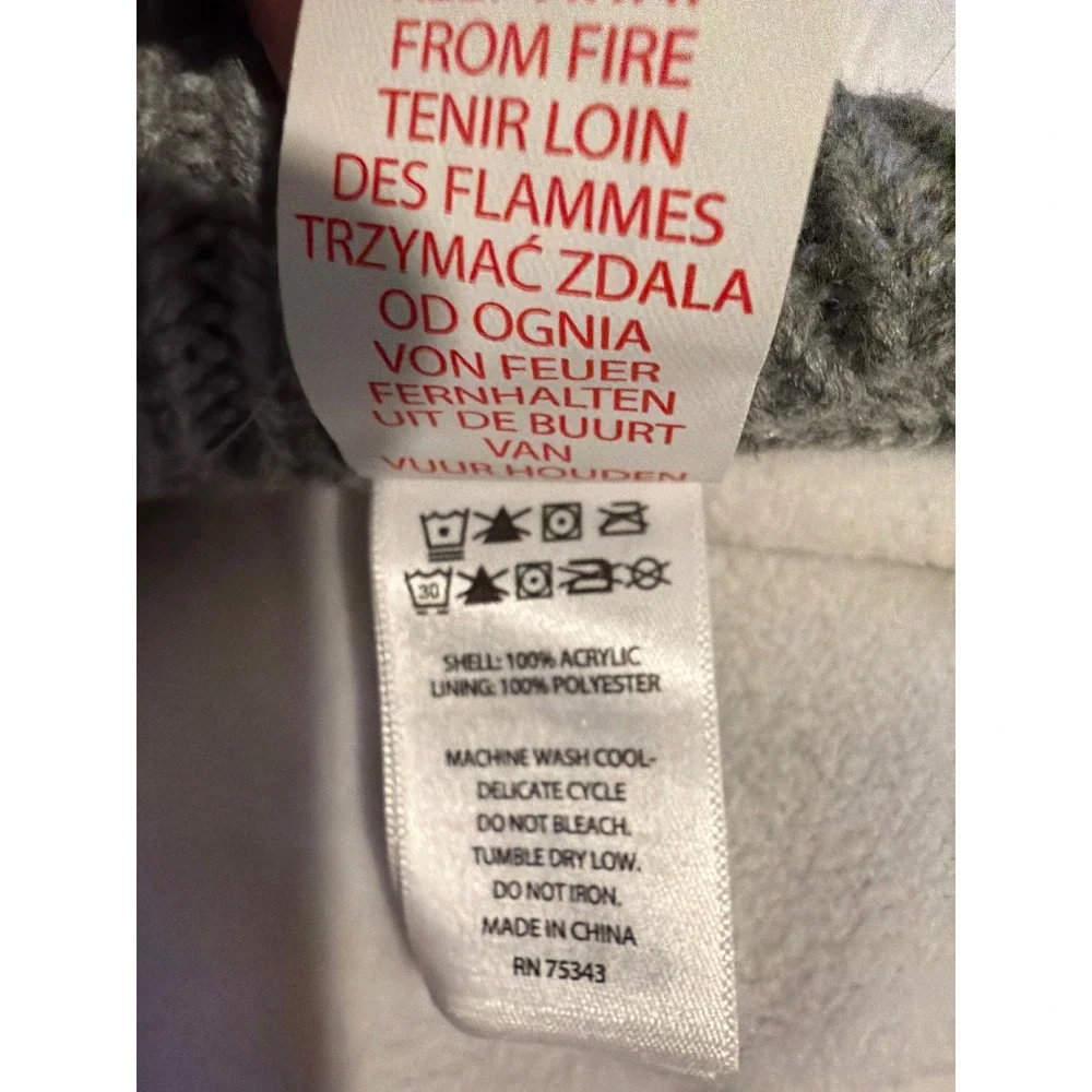 Telluride Clothing Co Gray Fair Isle Fleece Lined Dog Sweater Large Shawl Collar